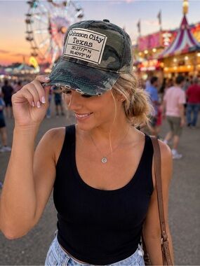 Johnson City Texas Camo Distressed Hat - Green Camouflage